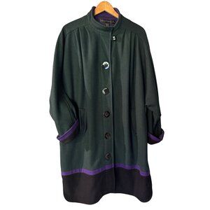 Christian Cole Womens Wool Blend Coat With Purple Trim Size 14/16